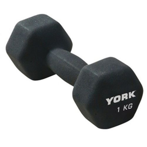 York 1Kg Neoprene Hex Dumbbell